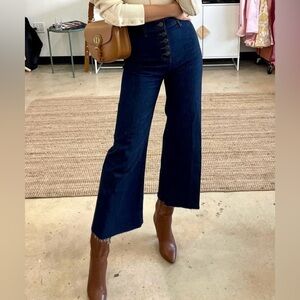Veronica Beard Grant Wide Leg High Rise Cropped